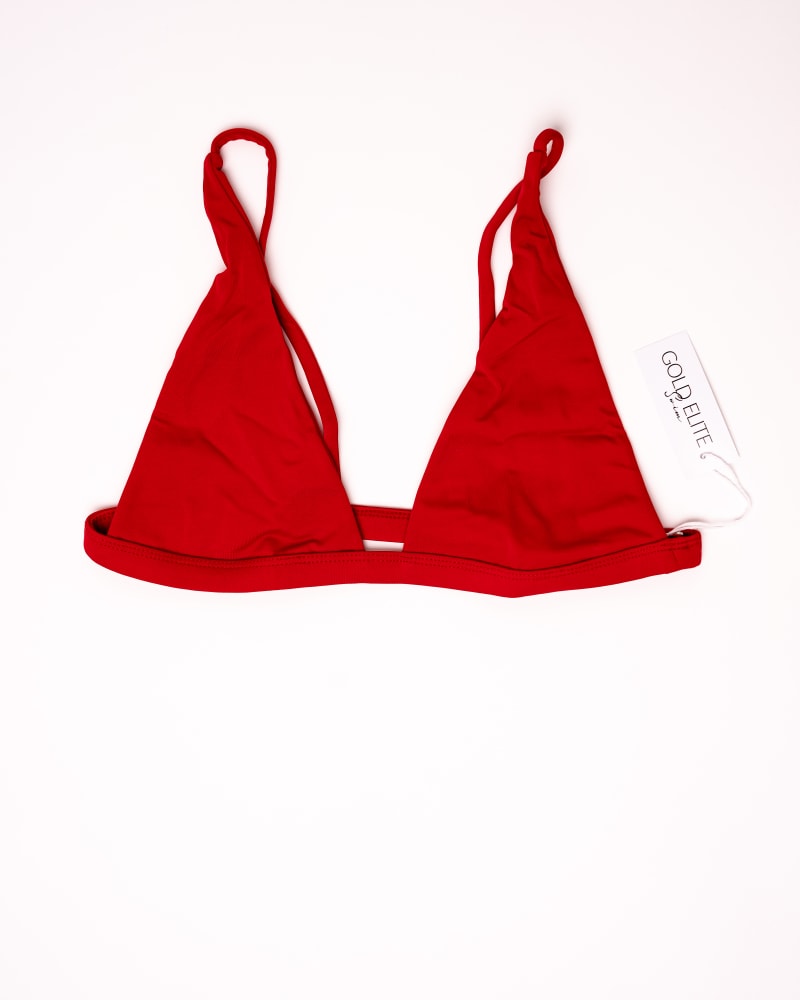 Front of a size L Victoria Bralette Bikini Top in Colonial Red by Gold Elite Apparel. | dia_product_style_image_id:284762